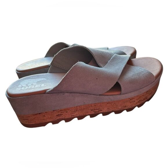 Sorel Blue Cameron Flatform Mule Wedge Sandals Size 8.5 - Picture 5 of 6